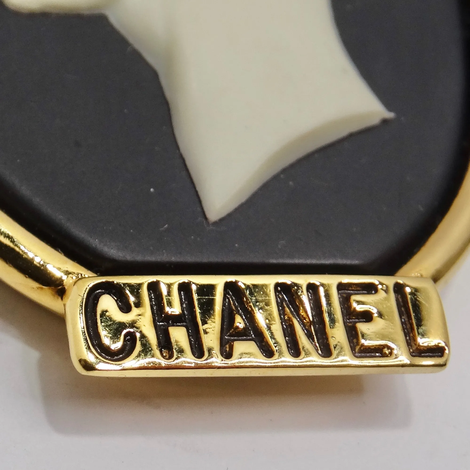 Chanel Rare 1980s Large Gold Tone Cameo Earrings