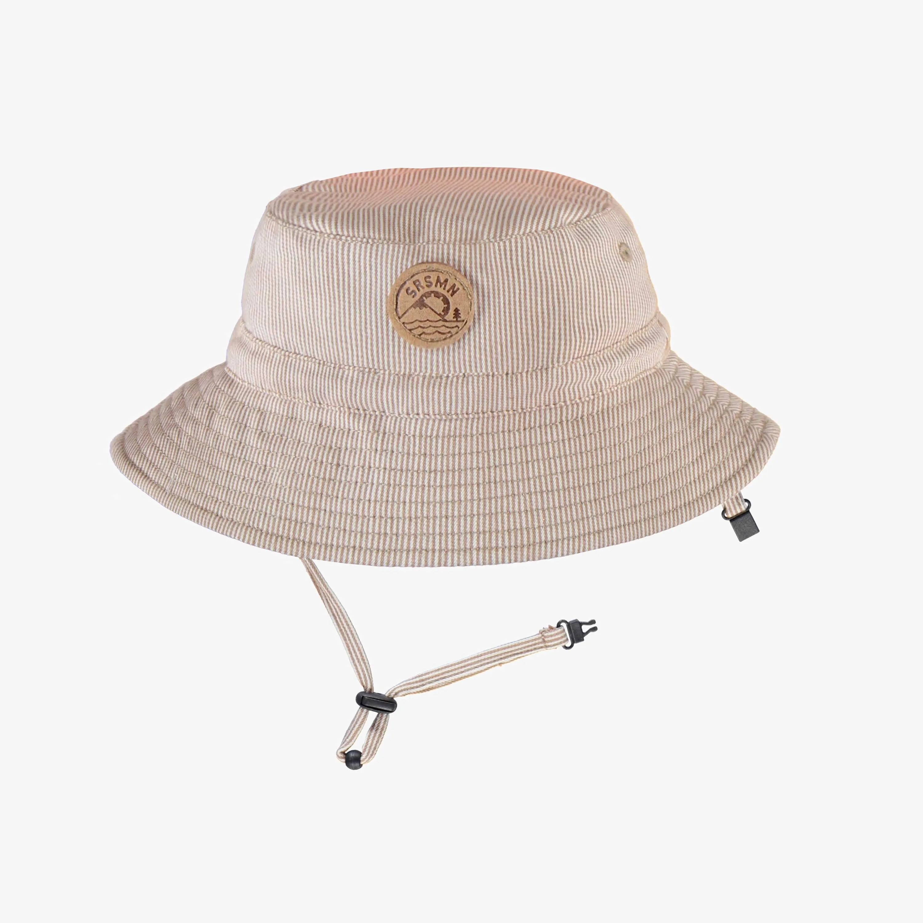 Chapeau de soleil brun et crème avec rayures, bébé ||  Brown bucket hat with stripes, baby
