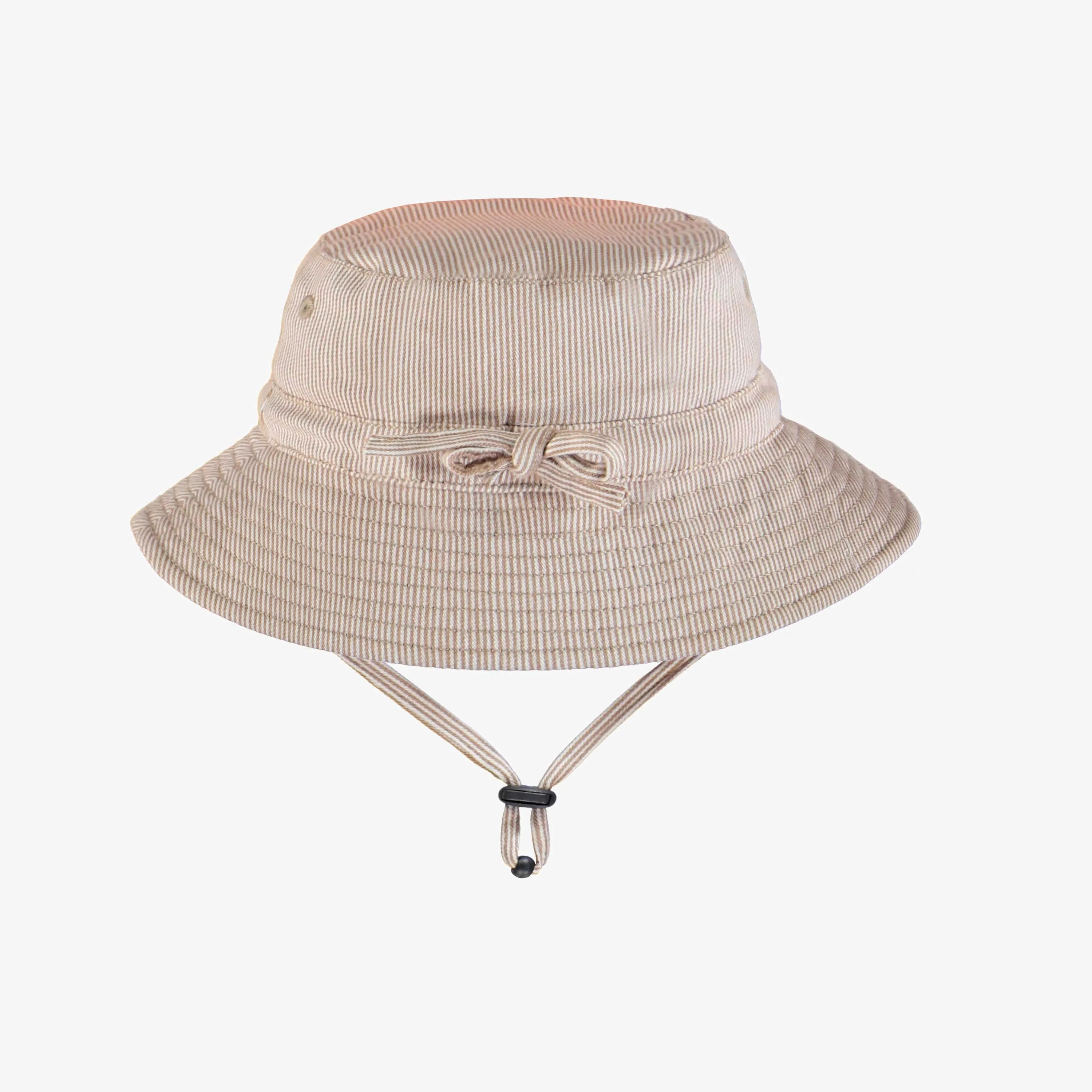 Chapeau de soleil brun et crème avec rayures, bébé ||  Brown bucket hat with stripes, baby