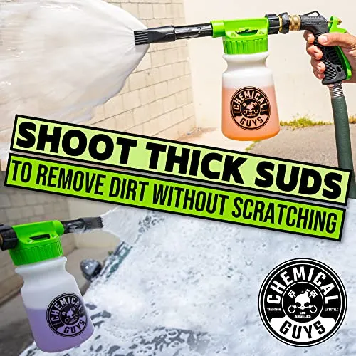 Chemical Guys HOL126 14-Piece Arsenal Builder Car Wash Kit with Foam Gun, Bucket and (5) 16 oz Car Care Cleaning Chemicals (Works w/Garden Hose) , White