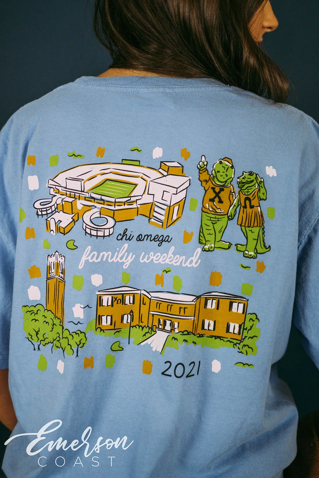 Chi Omega Map Family Weekend Tee