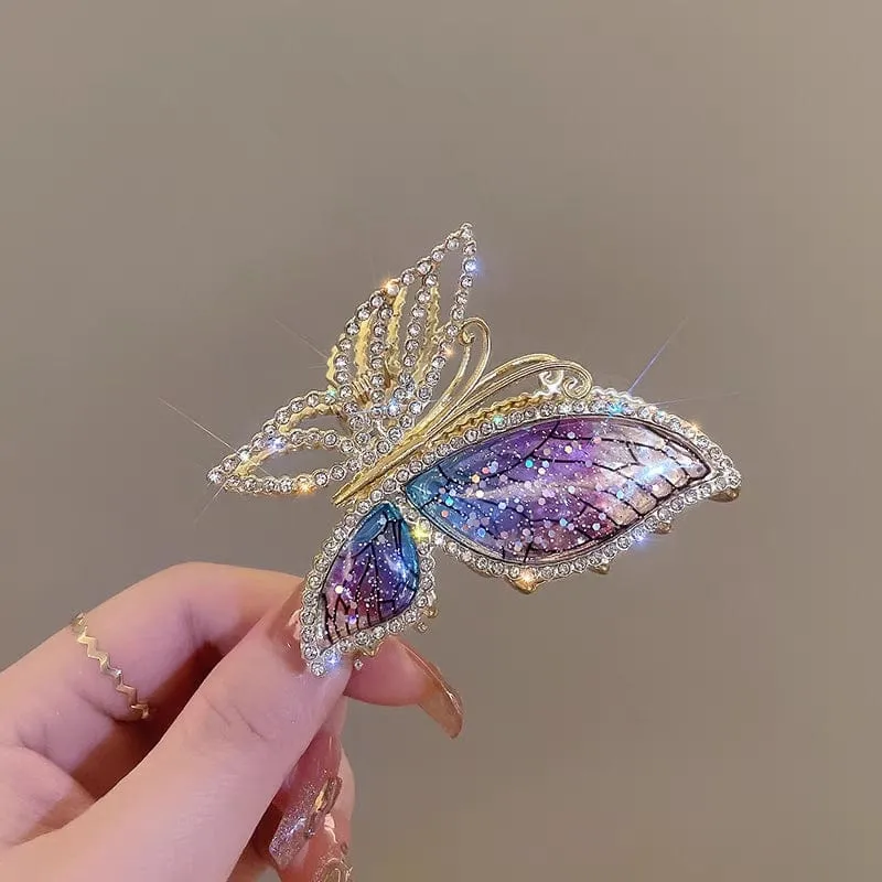 Chic CZ Inlaid Butterfly Chignon Claw Clip Hair Clip