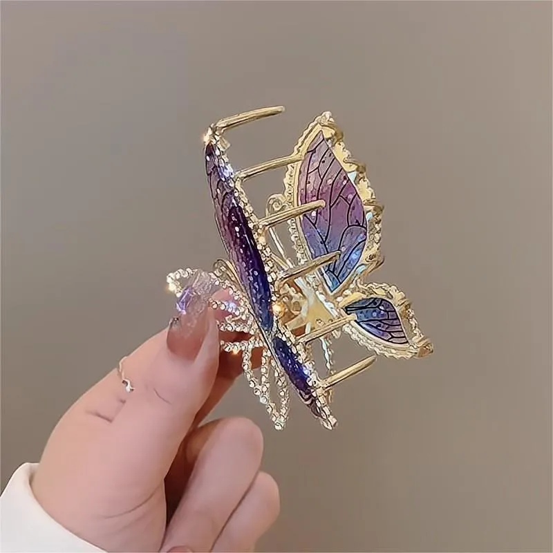 Chic CZ Inlaid Butterfly Chignon Claw Clip Hair Clip