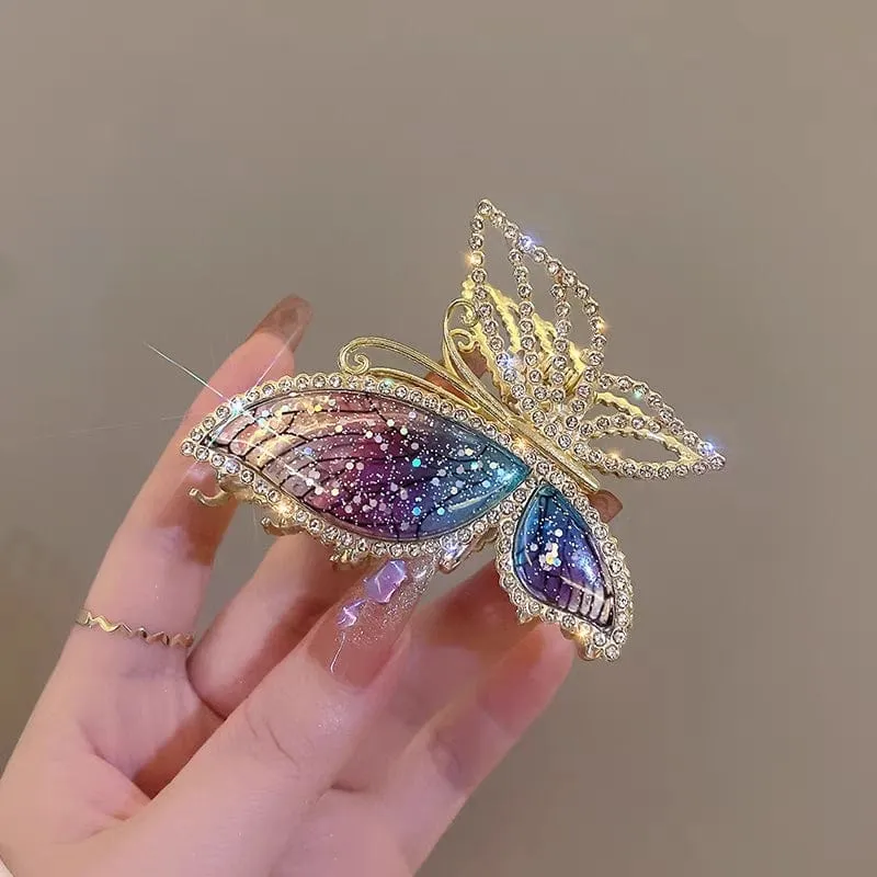 Chic CZ Inlaid Butterfly Chignon Claw Clip Hair Clip