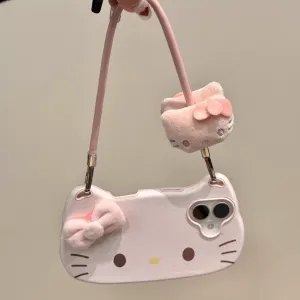 Chic Sanrio Hello Kitty Plush Bowknot Handbag iPhone Case