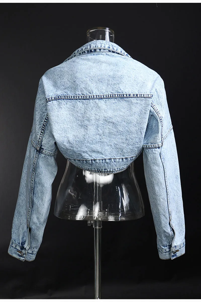 CK685 Casual Drop Shoulder Crop Jacket