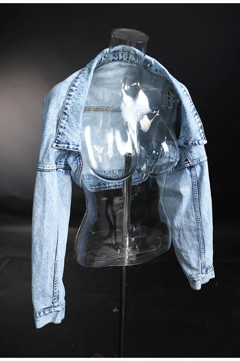 CK685 Casual Drop Shoulder Crop Jacket