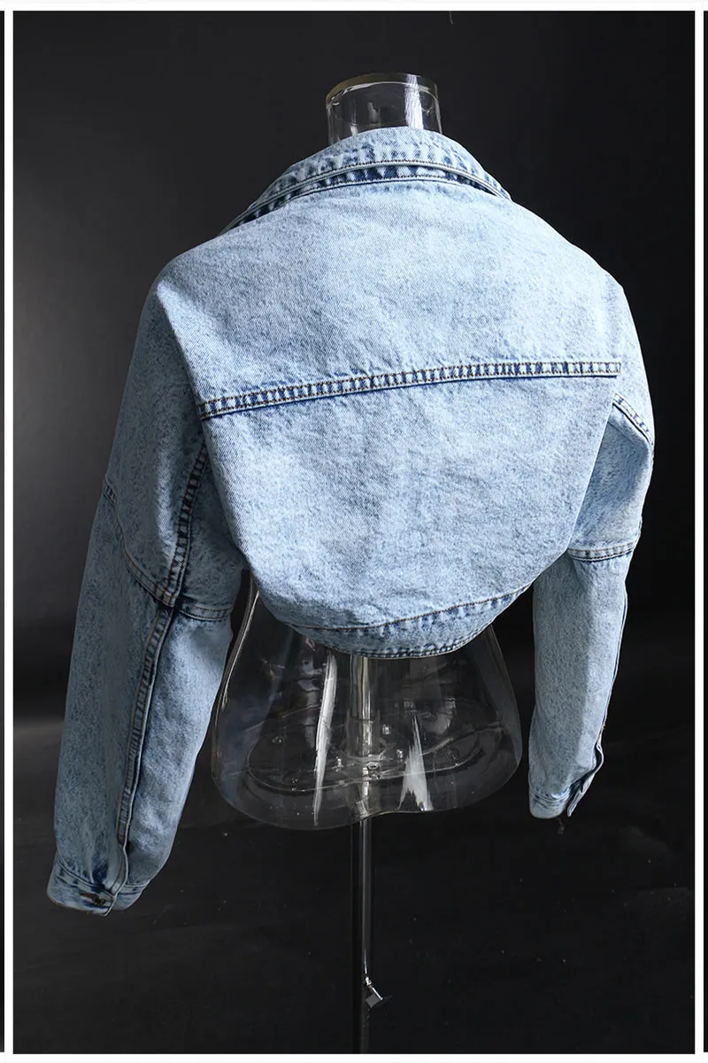 CK685 Casual Drop Shoulder Crop Jacket