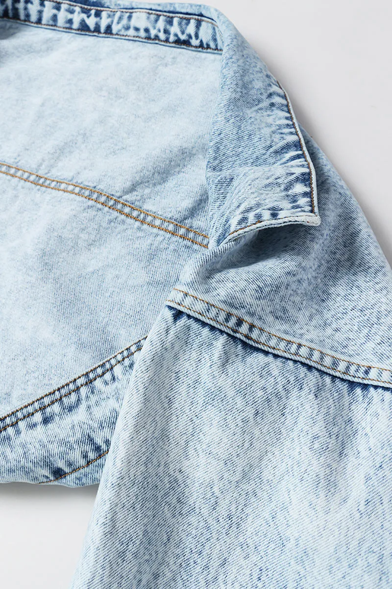 CK685 Casual Drop Shoulder Crop Jacket