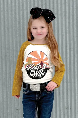 CLCTK3550011-Mustard Girls L/S Shirt "Keep It Wild"