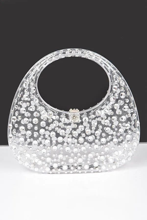 Clear Handbag with Rhinestones