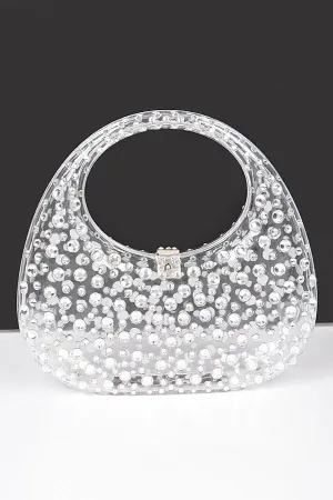 Clear Handbag with Rhinestones