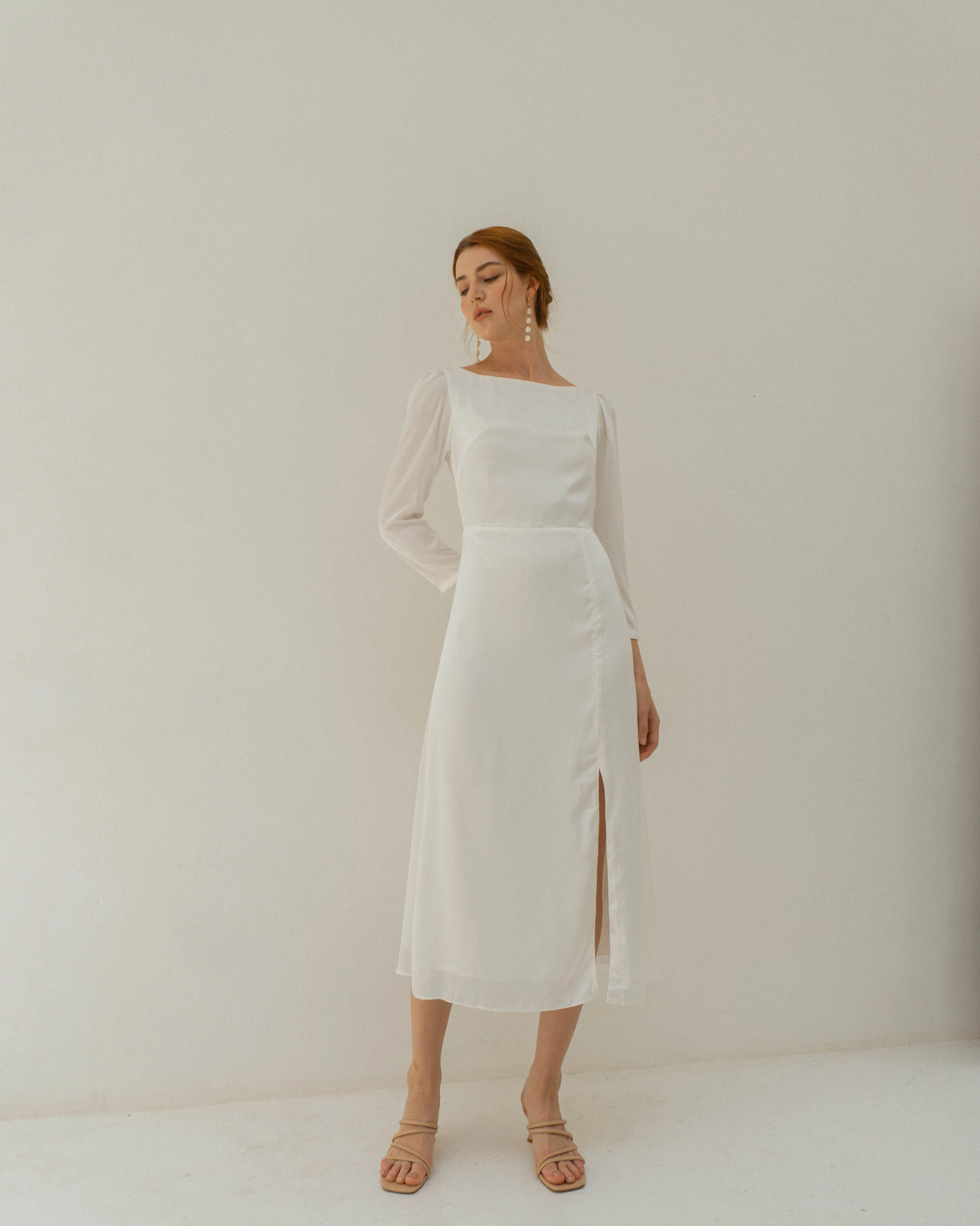 Coco Long Sleeves Tea Length Dress