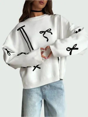 'Cold Brew' Holiday Ribbon Oversized Coquette Sweater