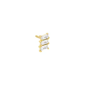 Colored Mini Triple Baguette Stud Earring