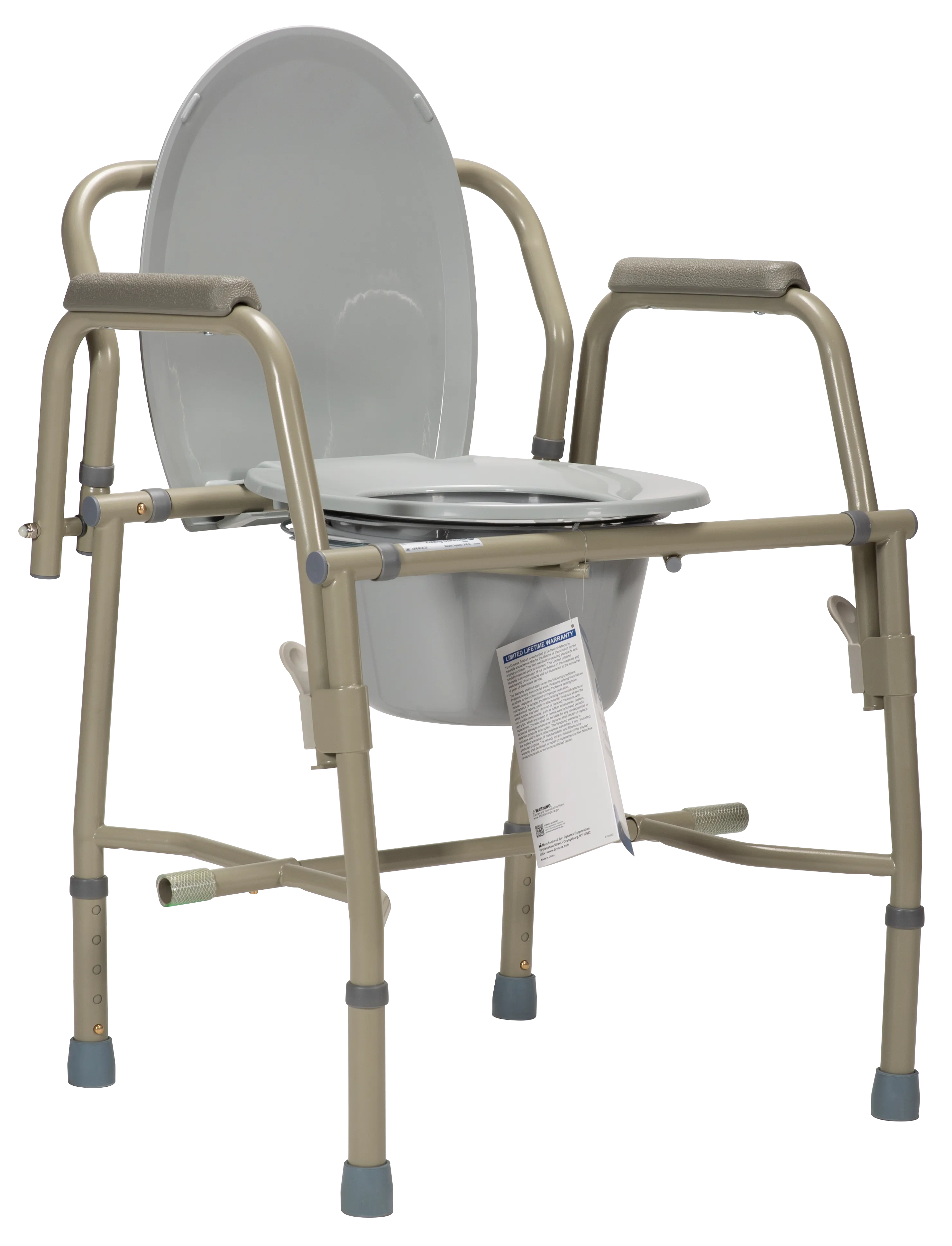 Commode Drop-Arm Folding Tool Free Adjustable 3-in-1 300Lb Capacity by Dynarex