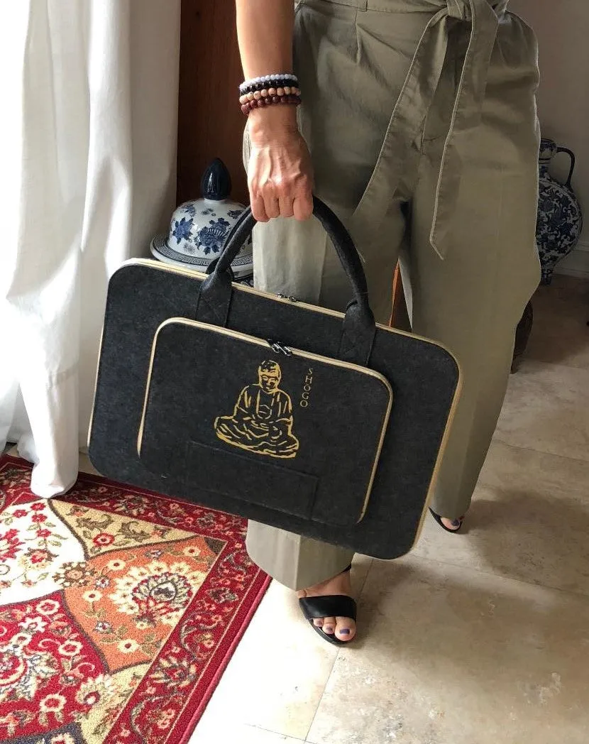 Customized Dark Grey Laptop Sleeve bag  Meditation Collection