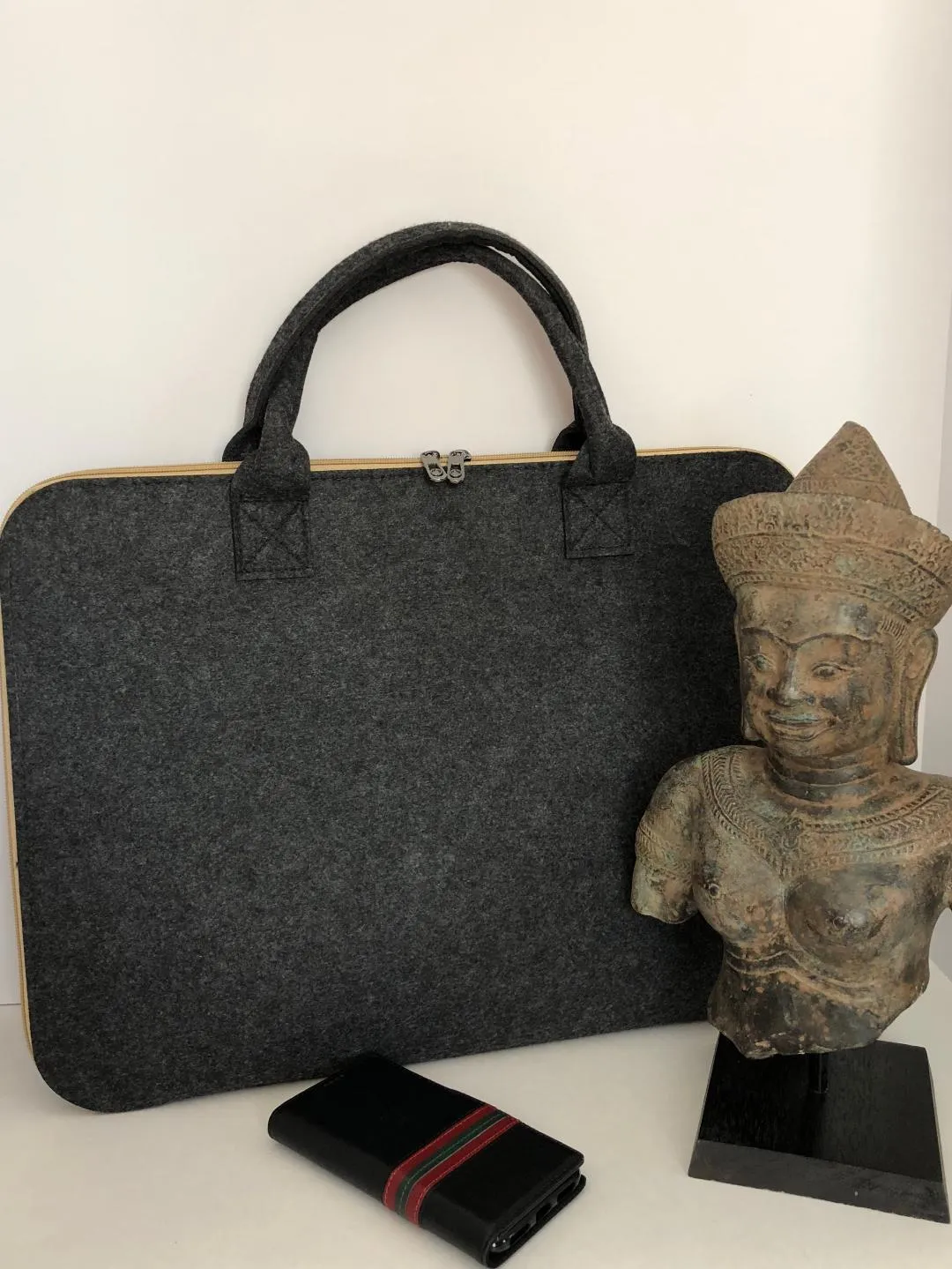 Customized Dark Grey Laptop Sleeve bag  Meditation Collection
