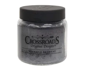 Dark gray 'Weekend Retreat' candle with lid