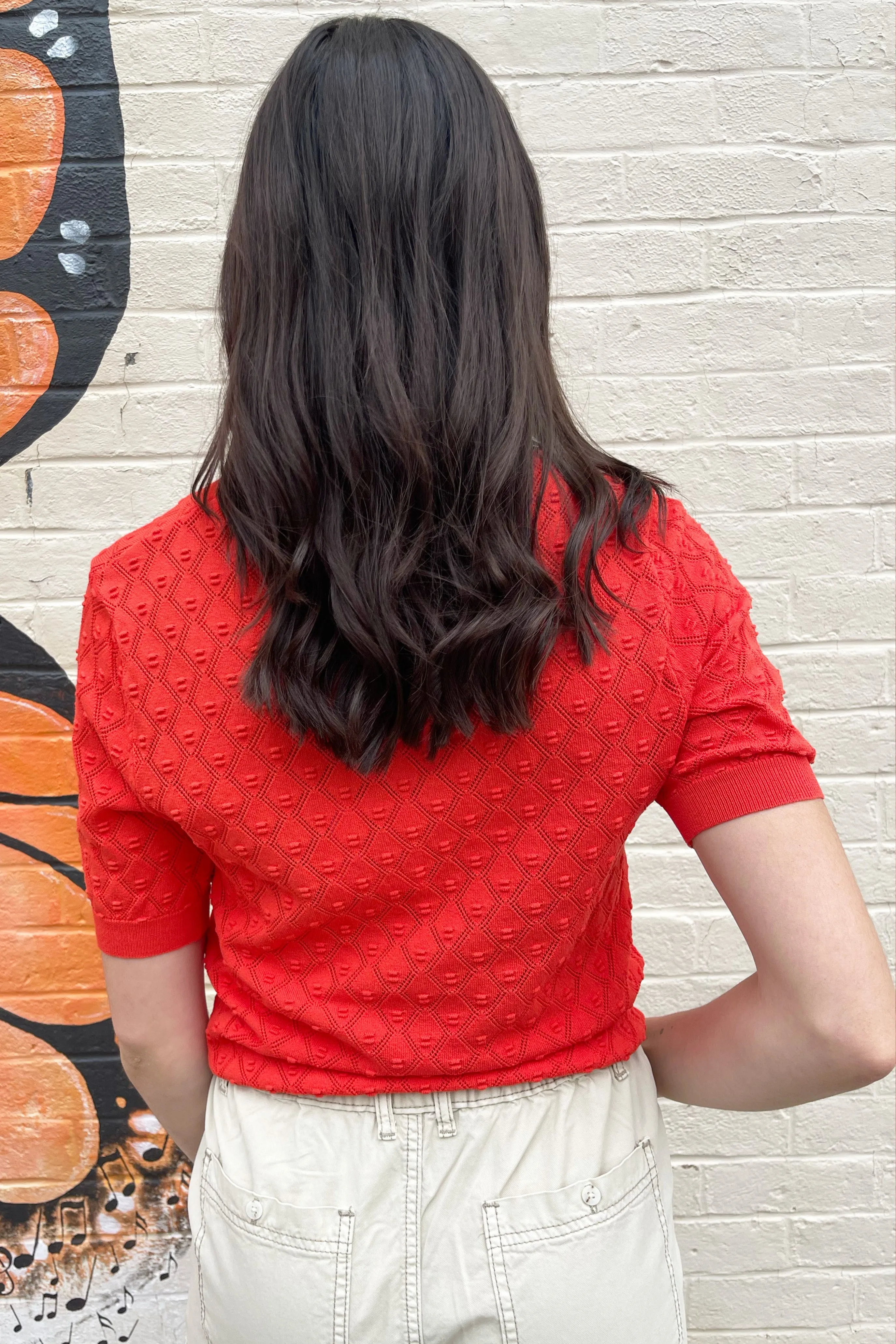 Diamond Knit Short Sleeve Top