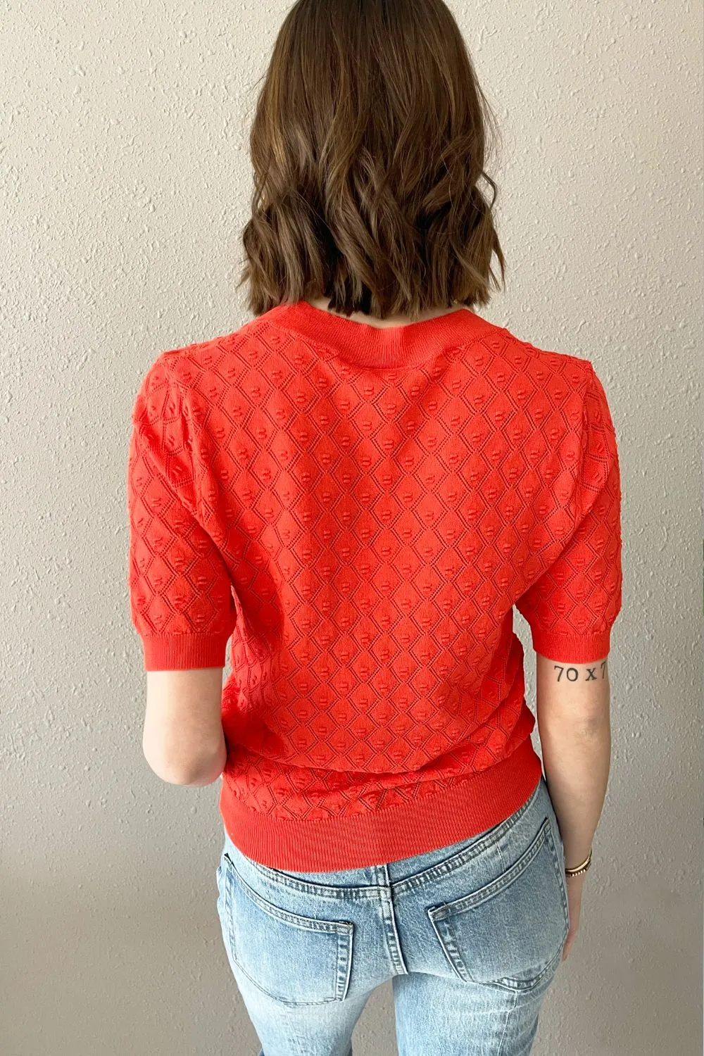 Diamond Knit Short Sleeve Top