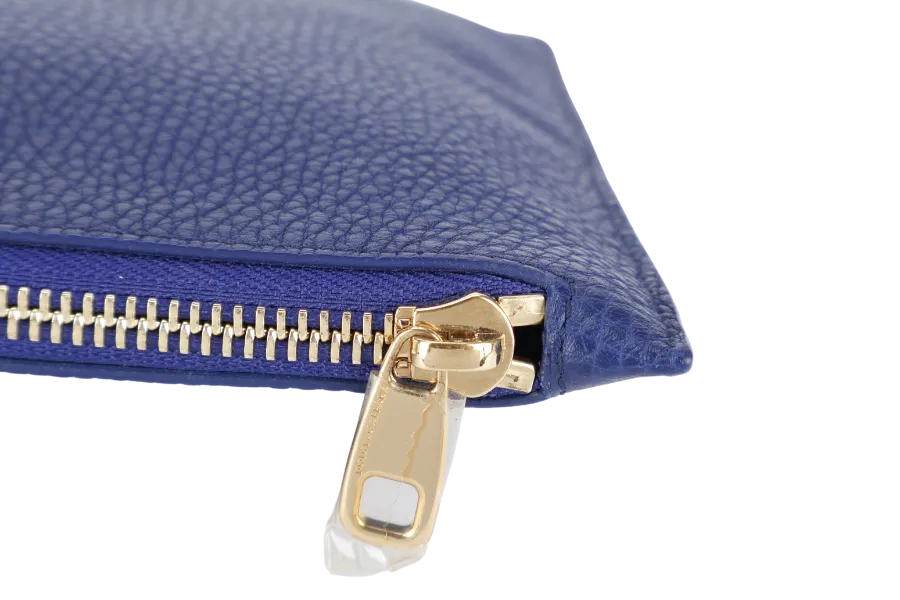 DOLCE & GABBANA DAUPHINE DOCUMENT HOLDER BLUE LEATHER GOLD HARDWARE