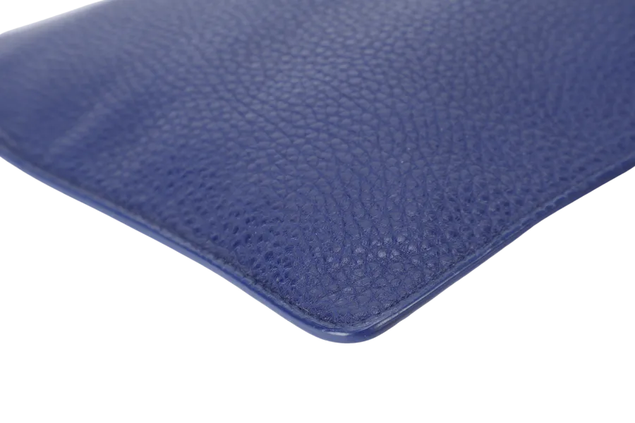 DOLCE & GABBANA DAUPHINE DOCUMENT HOLDER BLUE LEATHER GOLD HARDWARE
