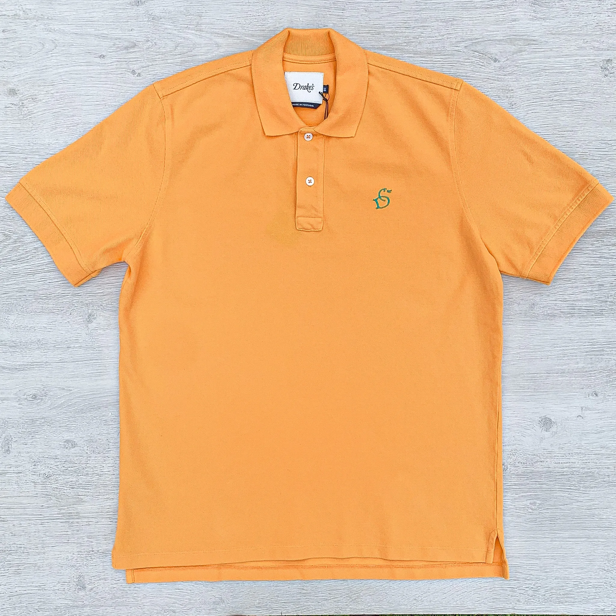 Drake's Duck Butterscotch Yellow Polo Shirt With Logo Embroidered Cotton Piqué