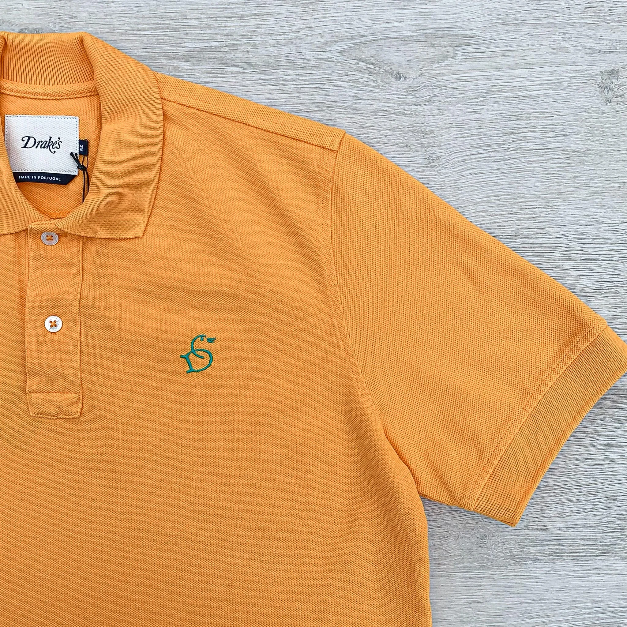 Drake's Duck Butterscotch Yellow Polo Shirt With Logo Embroidered Cotton Piqué