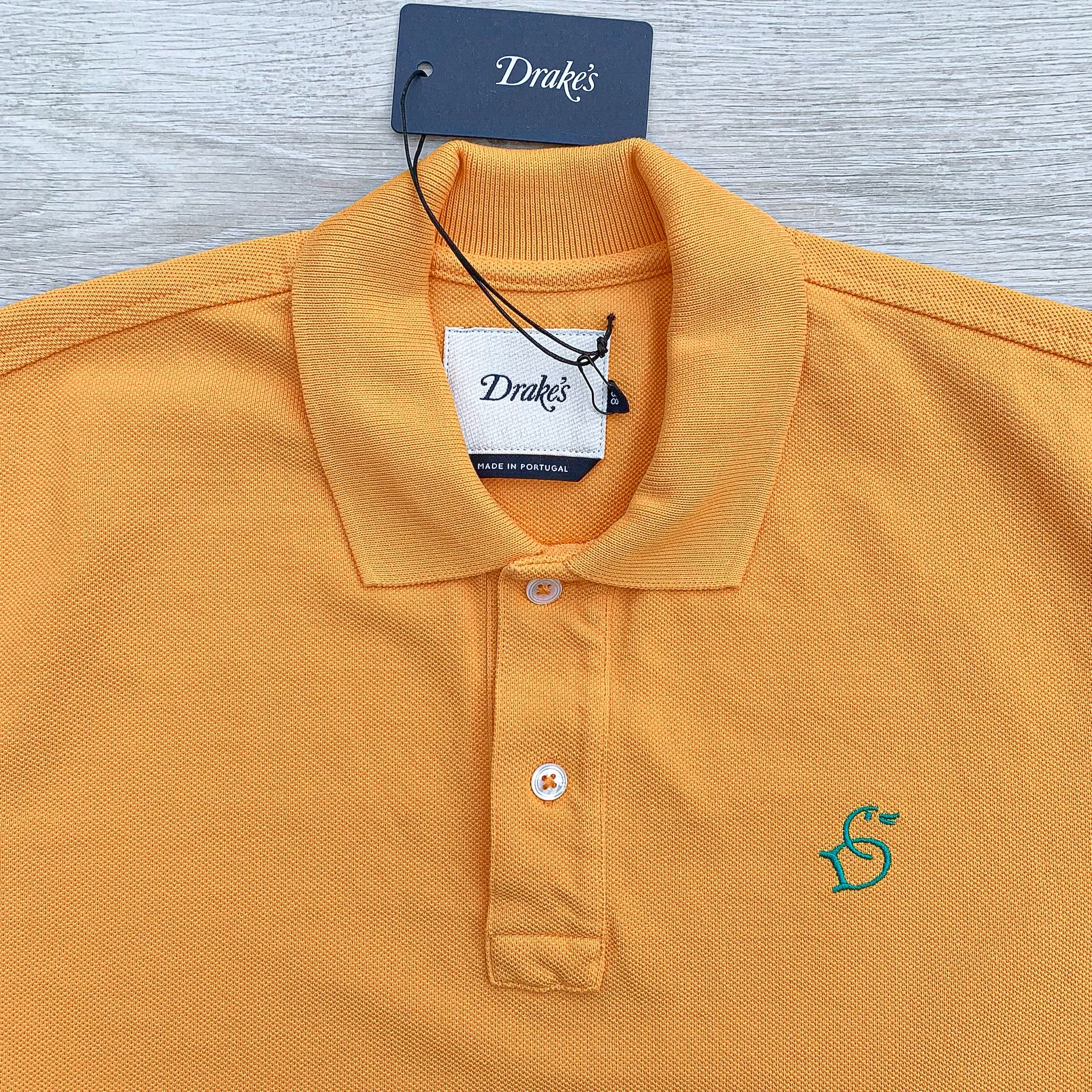 Drake's Duck Butterscotch Yellow Polo Shirt With Logo Embroidered Cotton Piqué
