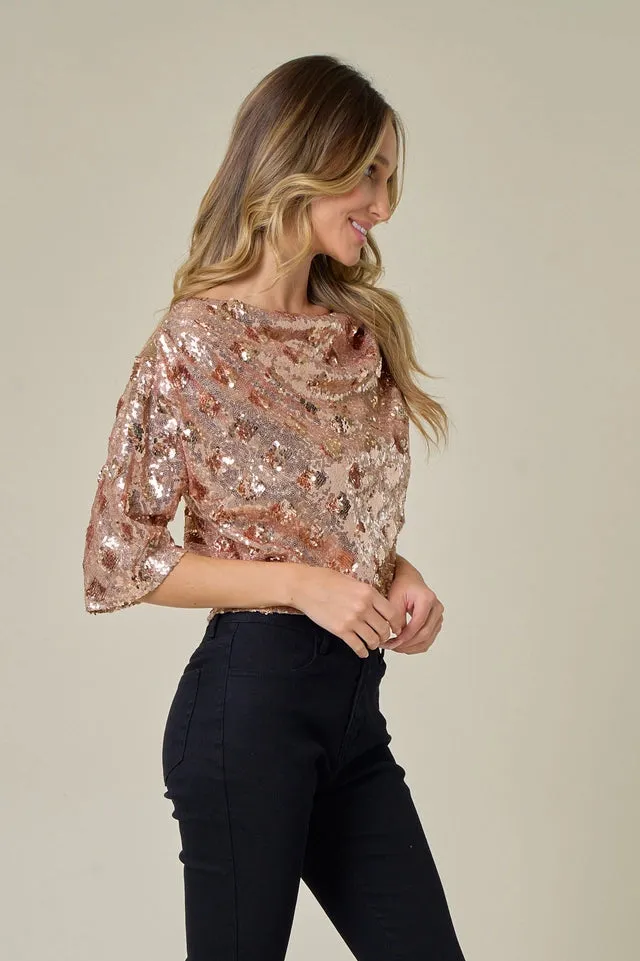 DROP SHOULDER SEQUIN TOP