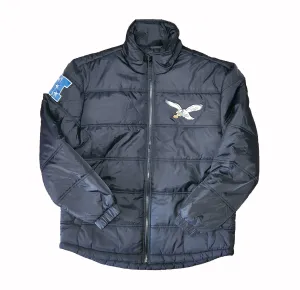 Eagles In The Clutch Black Puffer JKT Vintage Logo