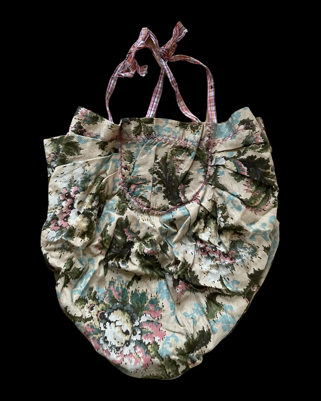 Early 1900s Floral Cloth Ditty/ Sewing Handbag