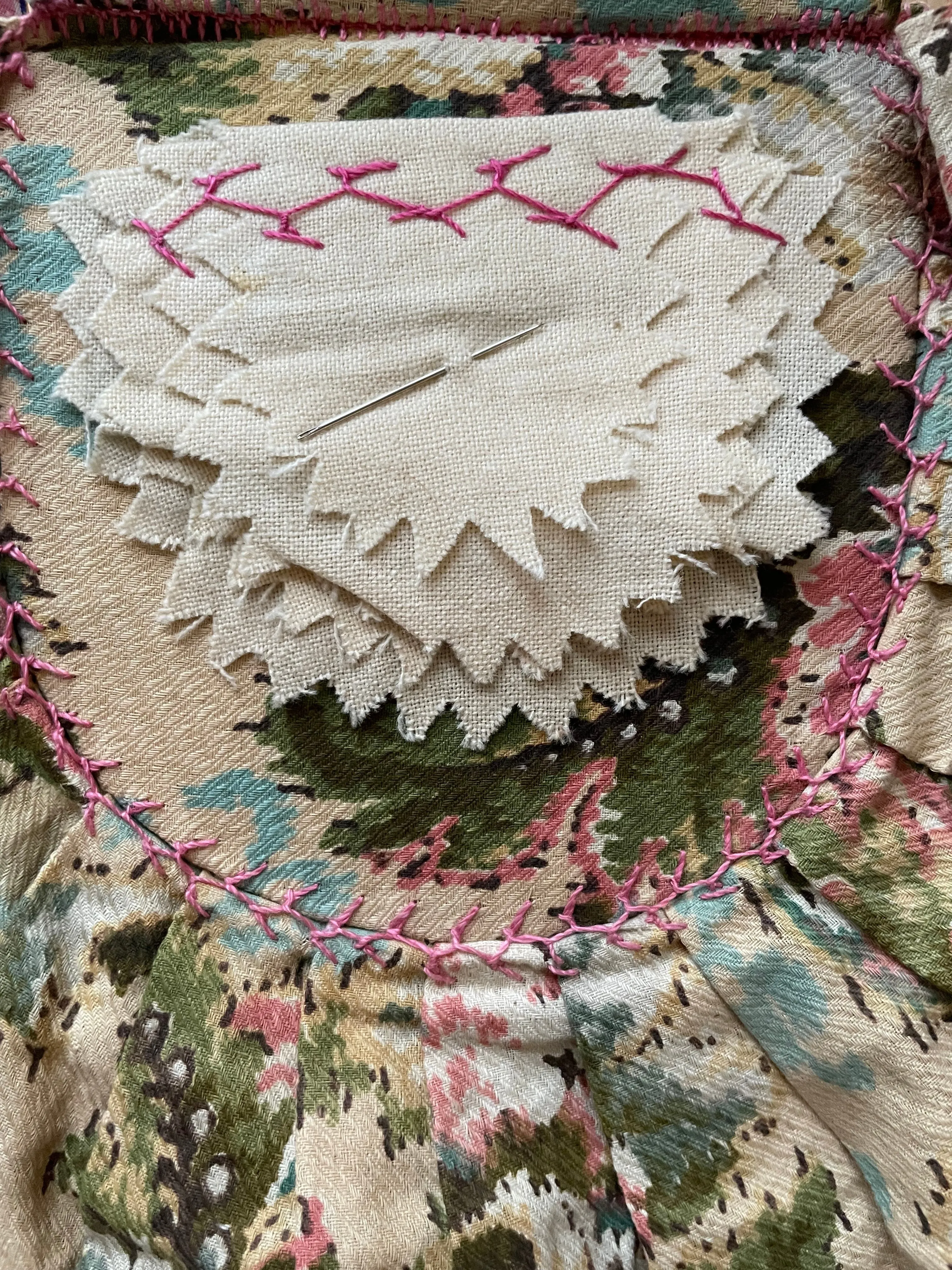Early 1900s Floral Cloth Ditty/ Sewing Handbag