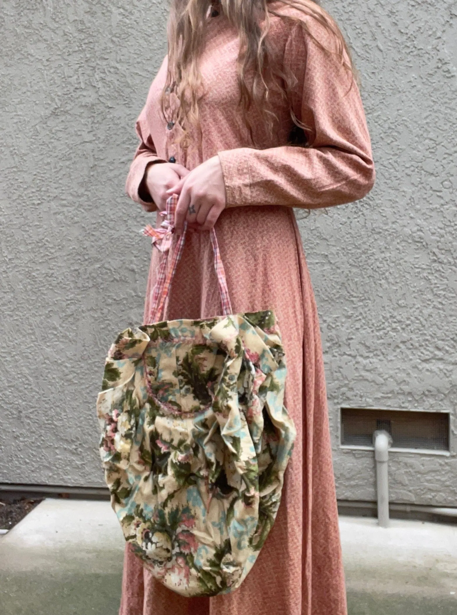 Early 1900s Floral Cloth Ditty/ Sewing Handbag