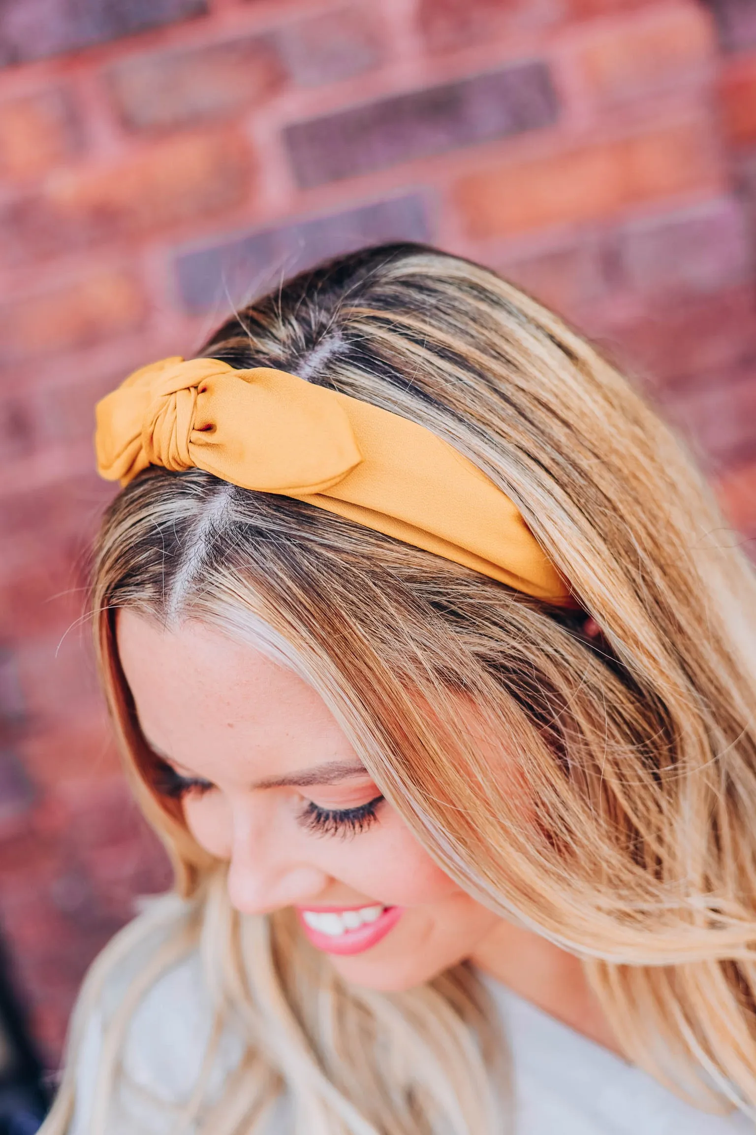 East Sider Knotted Bow Headband - Mustard