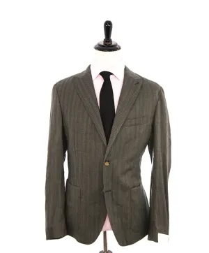 ELEVENTY - Green Herringbone Peak Lapel Blazer - 44 (54 EU)