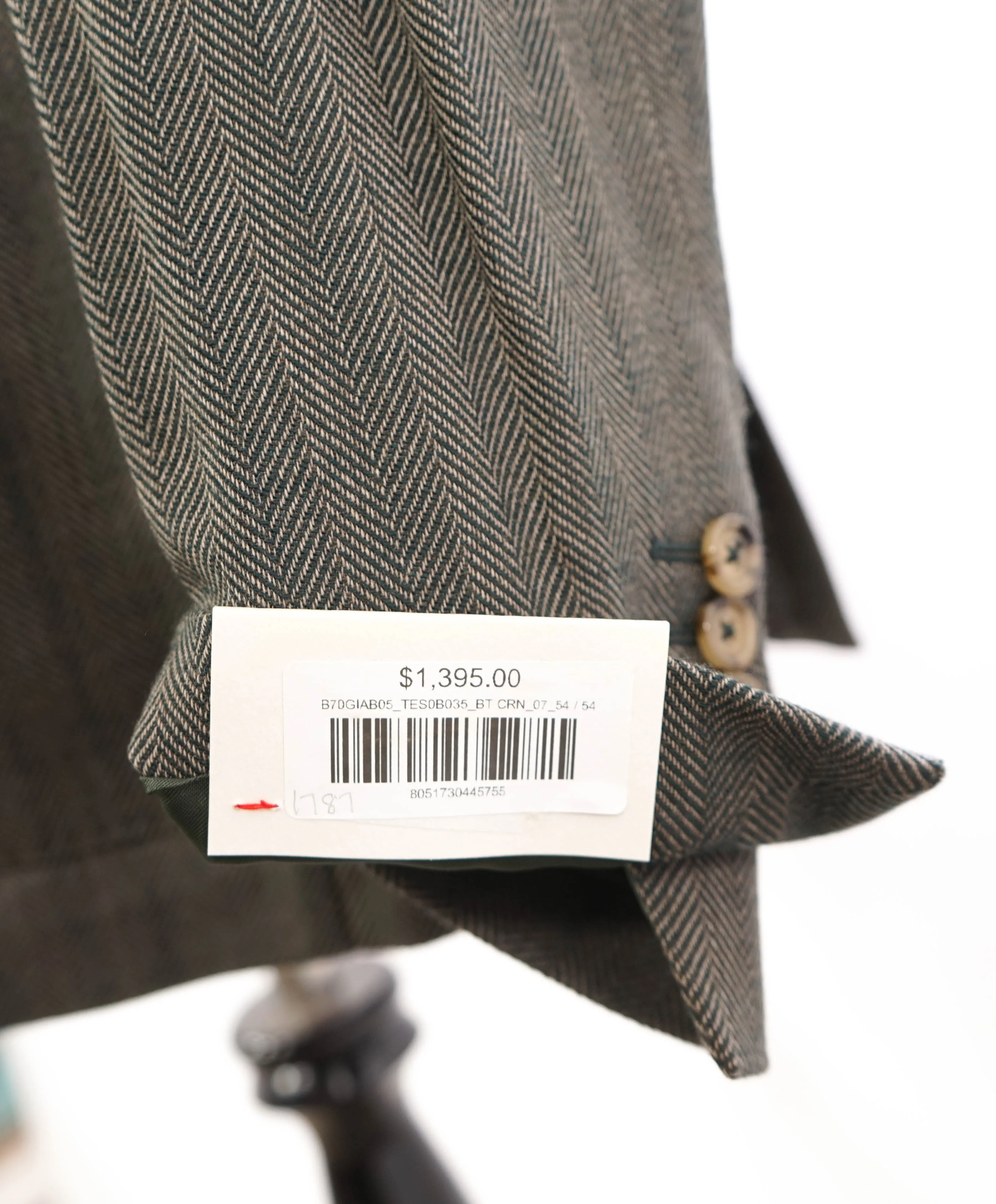 ELEVENTY - Green Herringbone Peak Lapel Blazer - 44 (54 EU)