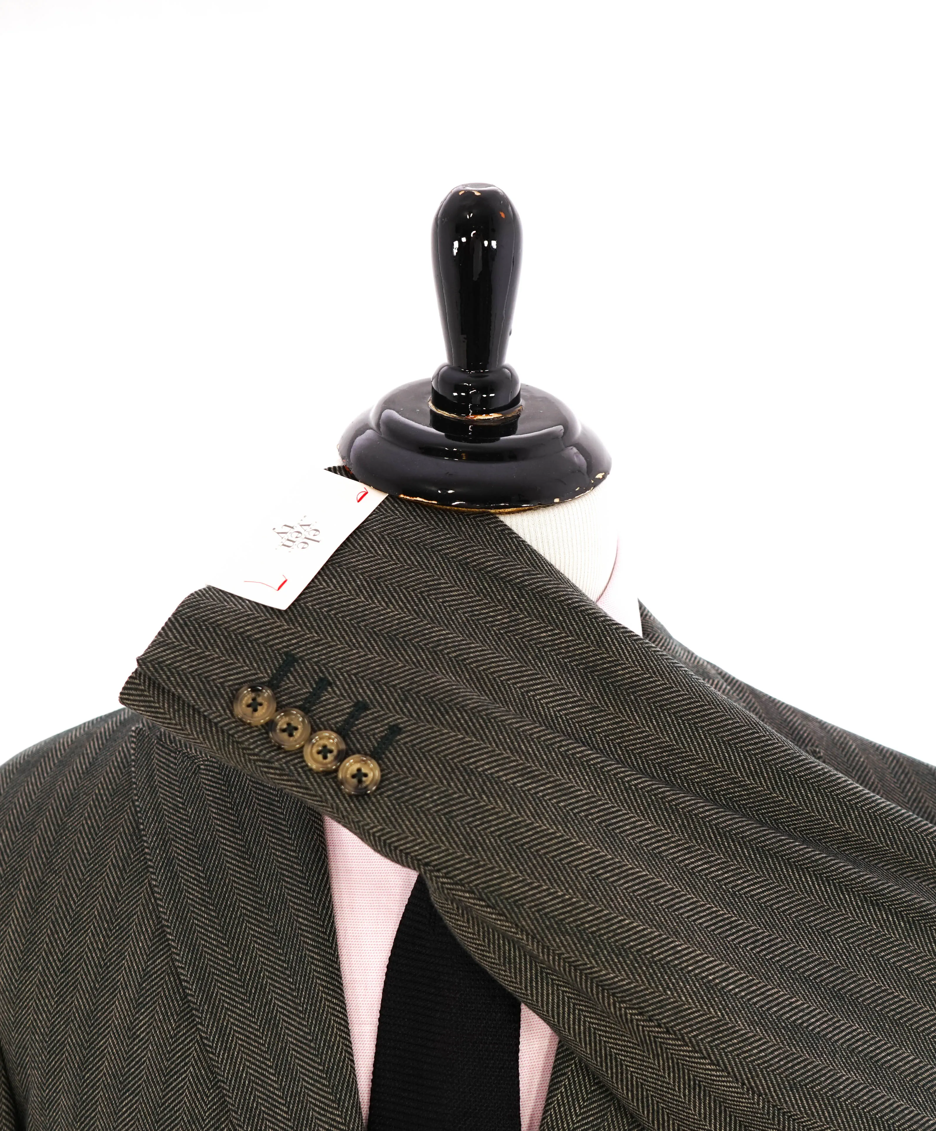 ELEVENTY - Green Herringbone Peak Lapel Blazer - 44 (54 EU)