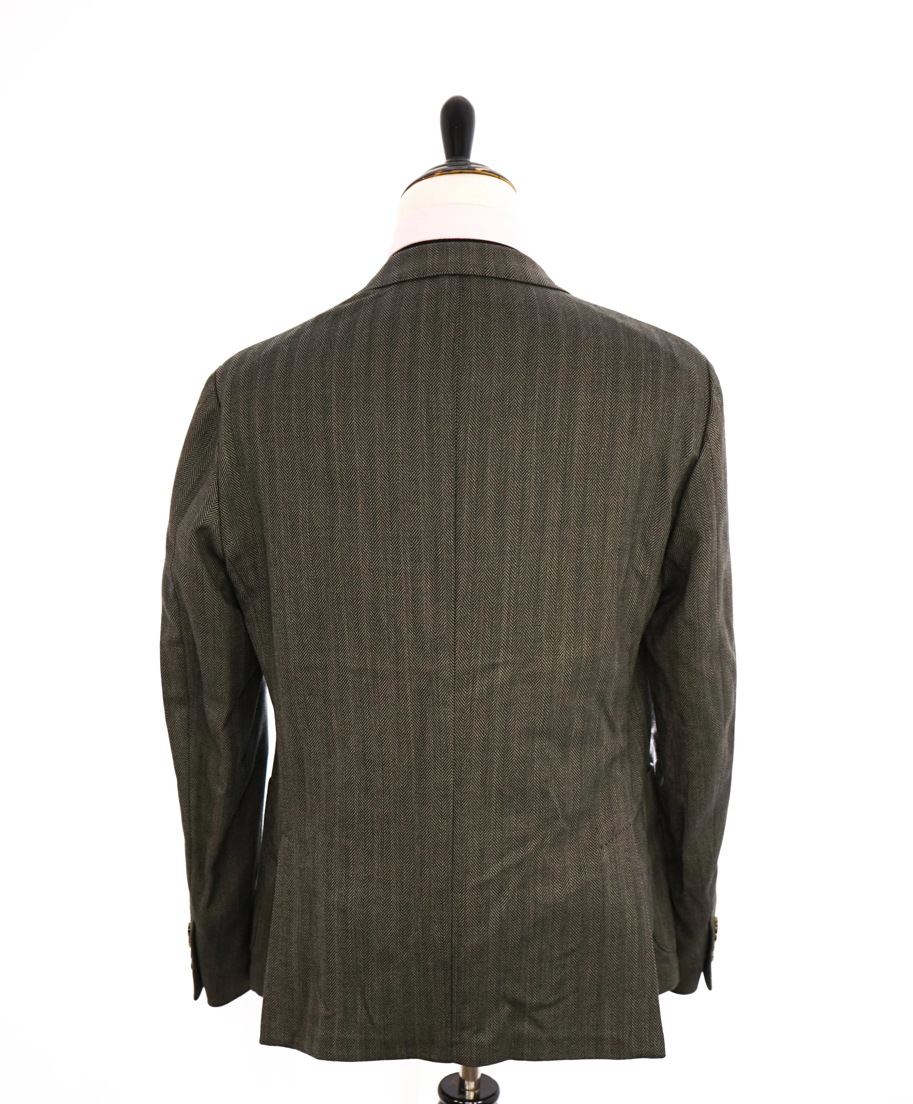 ELEVENTY - Green Herringbone Peak Lapel Blazer - 44 (54 EU)