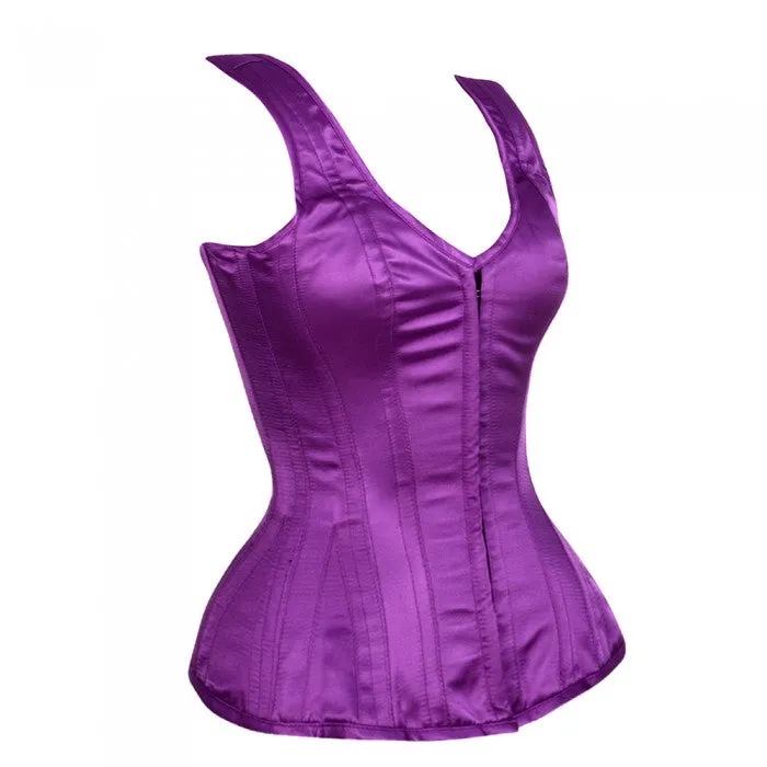 Emmett Satin Shoulder Straps Overbust Steel Boned Corset