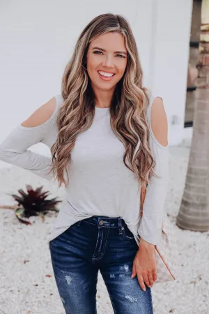 Essential Edition Cold Shoulder Top - H. Grey - Final Sale