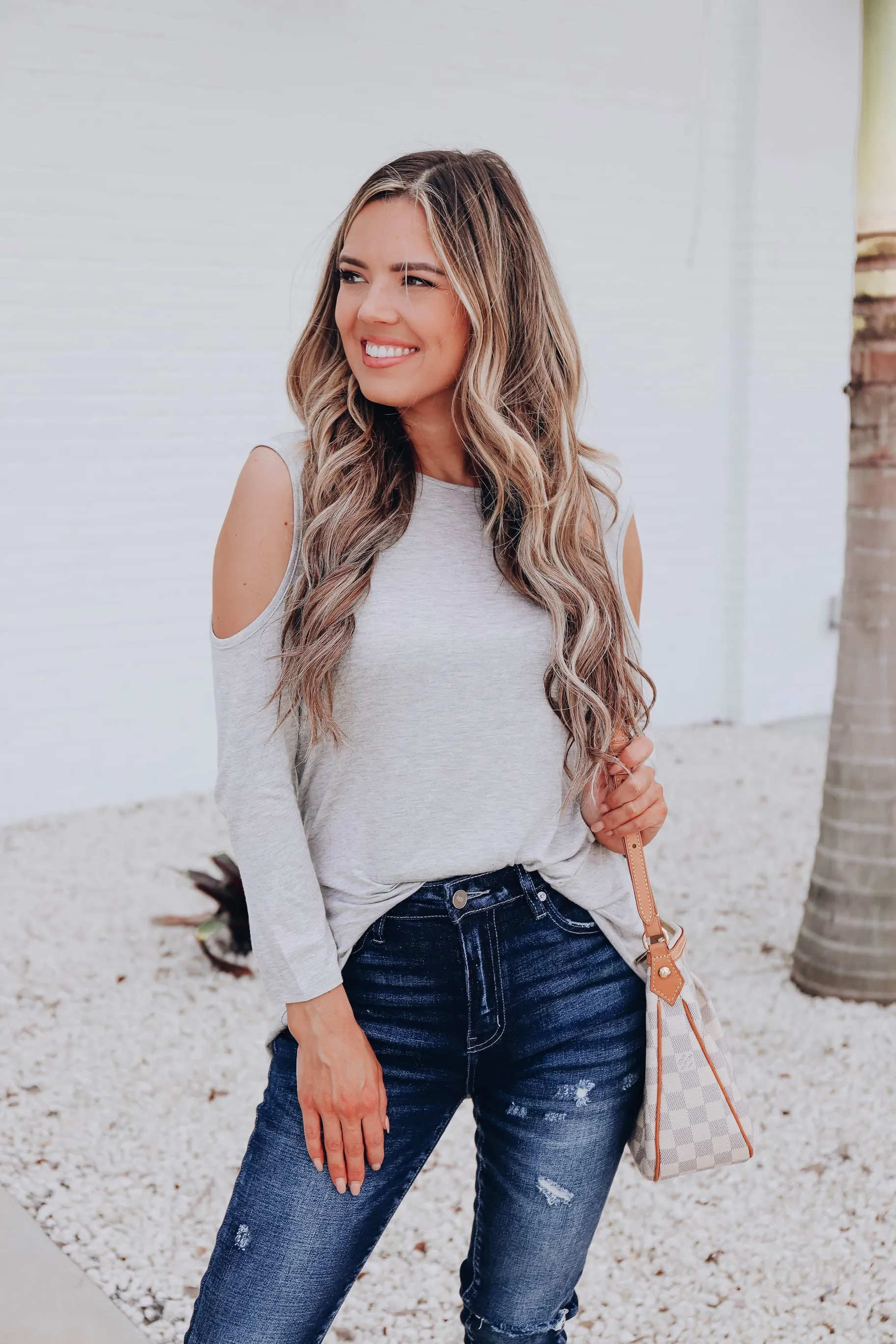 Essential Edition Cold Shoulder Top - H. Grey - Final Sale