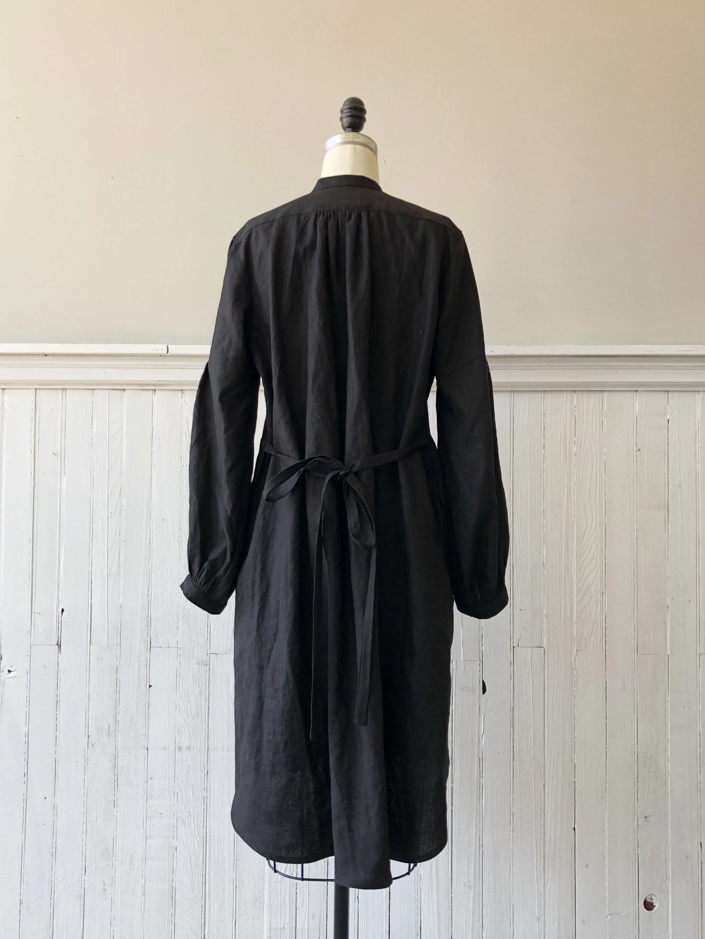 Esther smock dress in black hemp