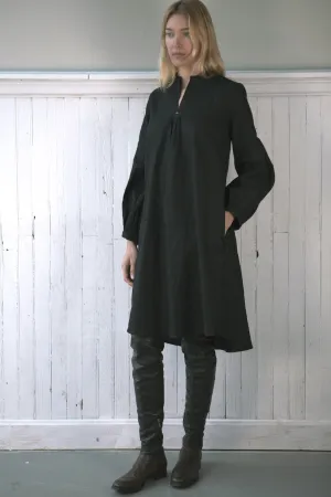 Esther smock dress in black hemp