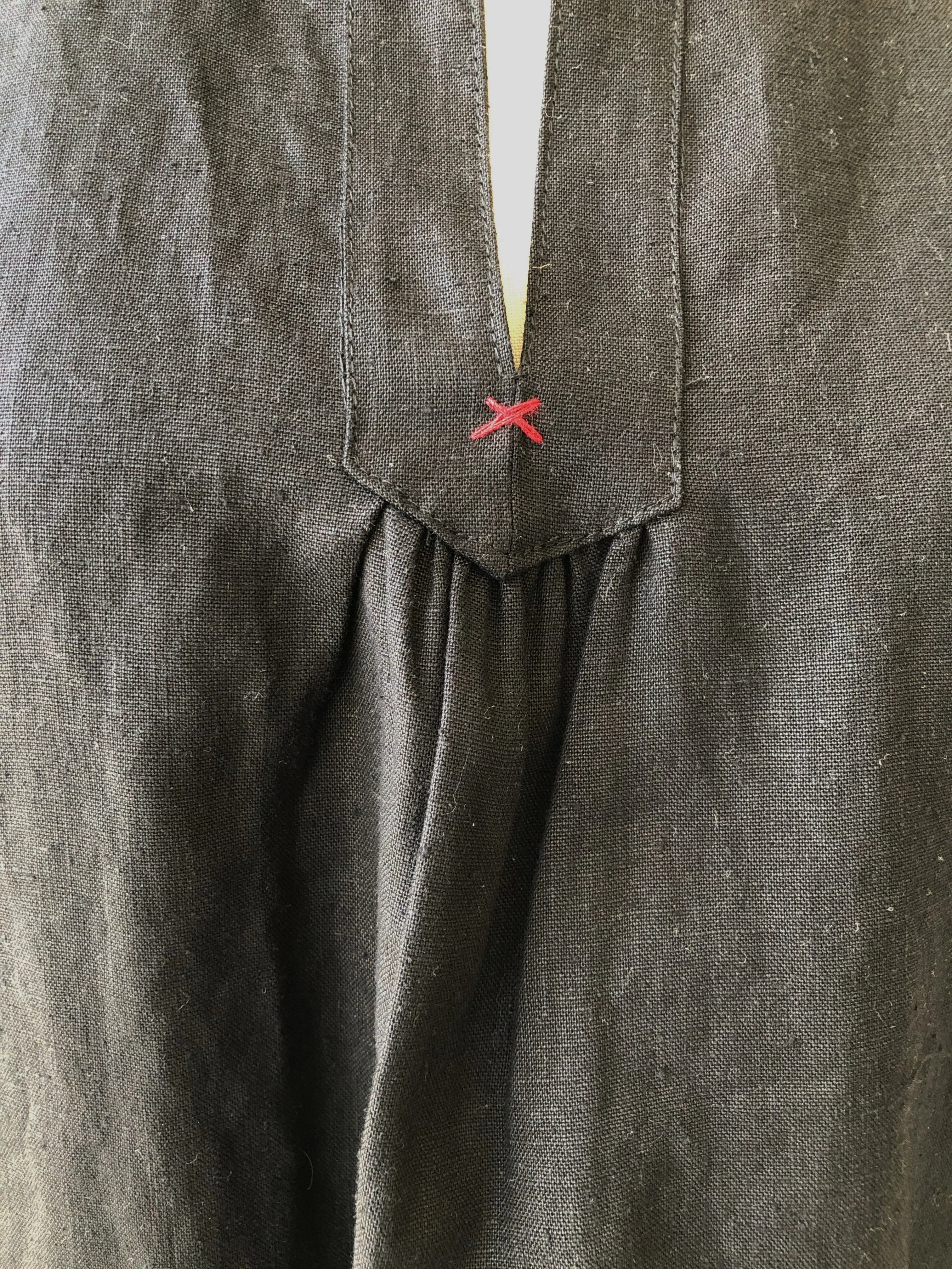 Esther smock dress in black hemp