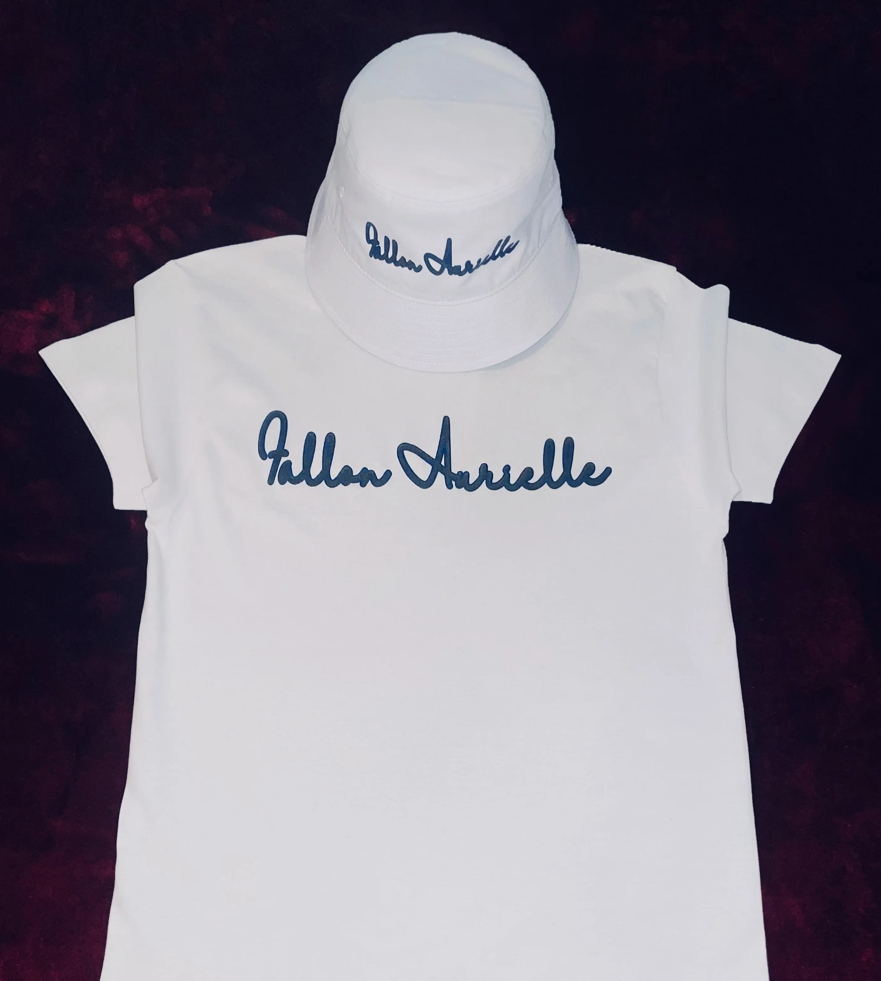 Fallon Aurielle Signature 2 Tone Bucket Hat (White, Denim Blue & Black)