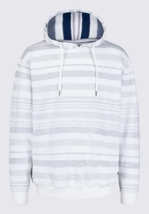 Fazel Men's Striped Hoodie, White with Light Blue - BM24456