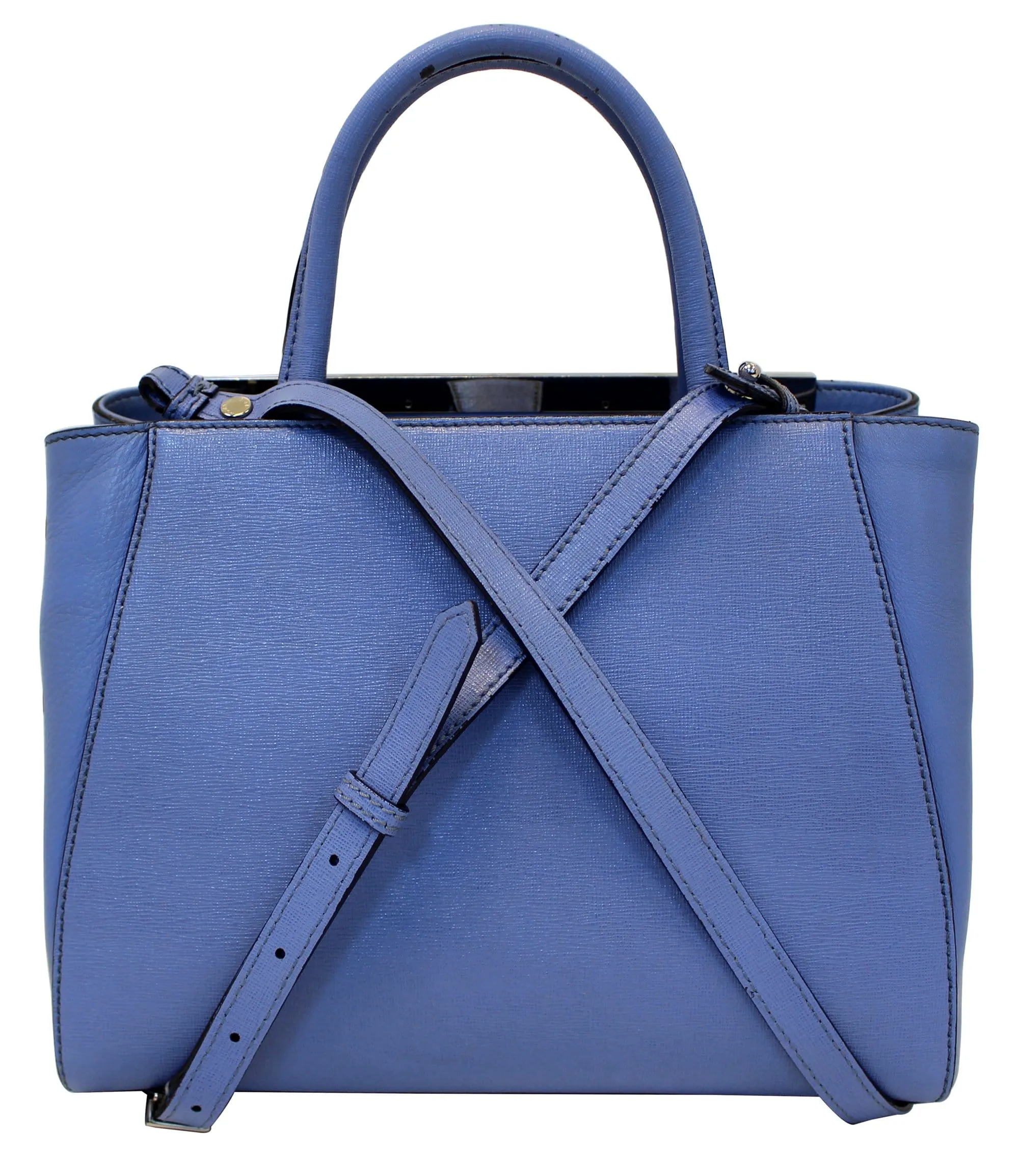 FENDI Blue Leather Roma Petite 2 Jours Shoulder Handbag