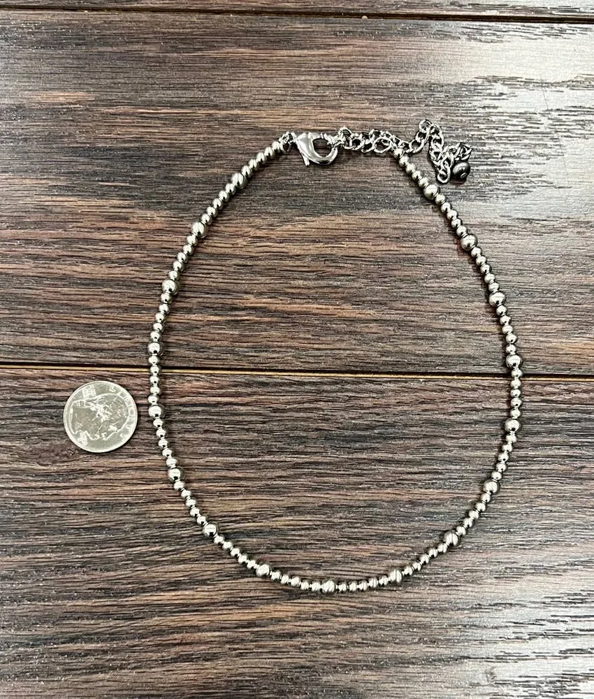 Finley Varied Silver Navajo Bead Necklace - 16"